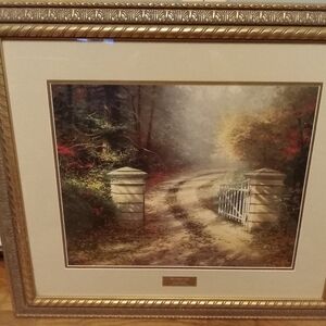 Thomas Kinkade Autumn Gate Library Edition Framed Art Print Vintage Wall Decor